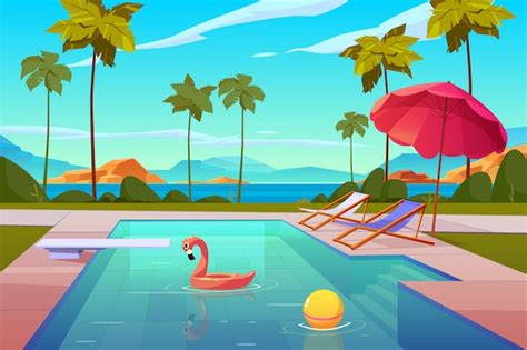 Free Vector | Swimming pool in hotel or resort outdoors