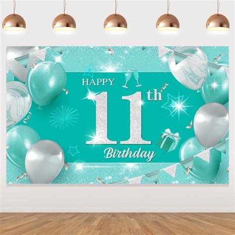 Happy 11th Birthday Party Decorations, Happy 11th Birthday Decorations for Girls Teal Blue, Teal ...