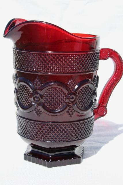 vintage Avon ruby red glass Cape Cod pattern pitcher