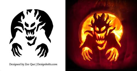 Free Halloween Scary Pumpkin Carving Stencils / Patterns / Templates / Ideas 2015