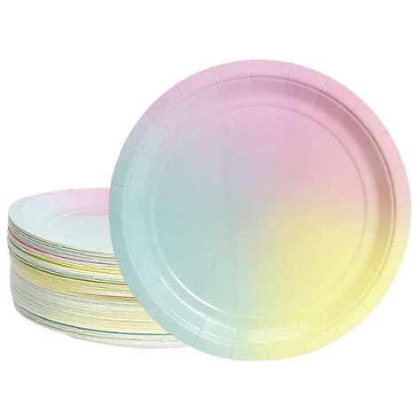 Disposable Plates - 80-Count Paper Plates, Ombre Party Supplies for Appetizer, Lunch, Dinner ...