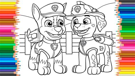 Marshall & Chase Paw Patrol coloring page l Coloring Book Fun Videos For...