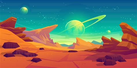 Mars surface, alien planet landscape 13455153 Vector Art at Vecteezy