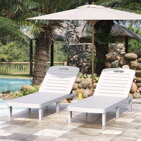 SEGMART Patio Chaise Lounger Set of 2, Outdoor Pool Chair, Adjustable 5 ...