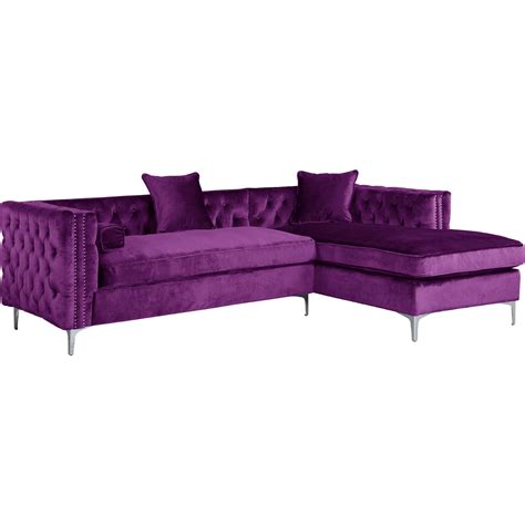 Purple Velvet Sectional Sofa | Baci Living Room