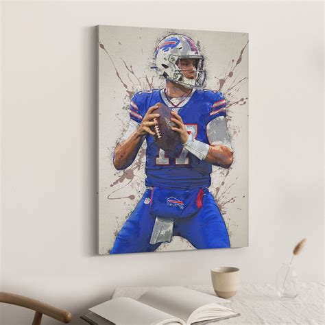 Josh Allen Poster Buffalo Bills Wall Art Canvas Wall Art Paint Splash ...