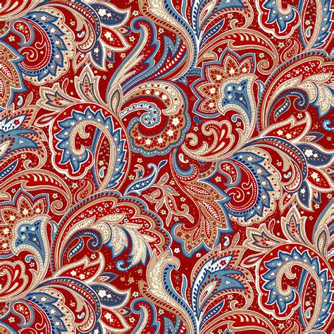 Laurens Floral Paisley Red 100% Cotton Fabric by the Yard - Walmart.com