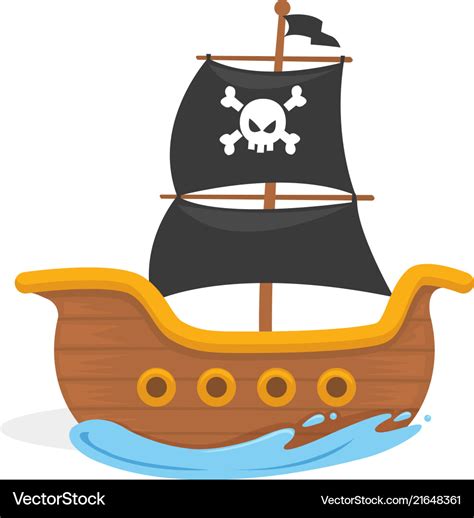 Kids pirate ship in the ocean Royalty Free Vector Image