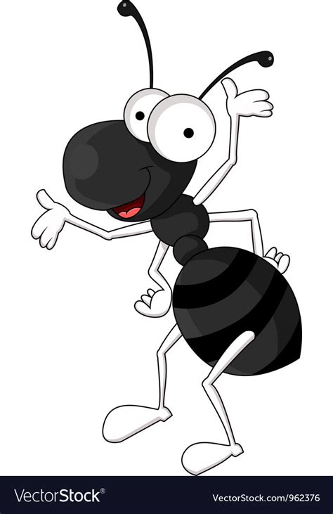 Funny black ant cartoon Royalty Free Vector Image