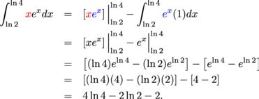 Integration by Parts: Definite Integrals Exercises