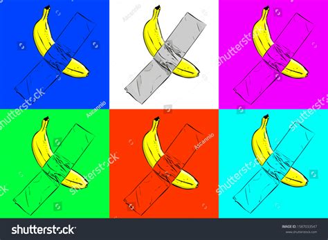 Banana Duct Taped Wall Pop Art Stock Vector (Royalty Free) 1587033547