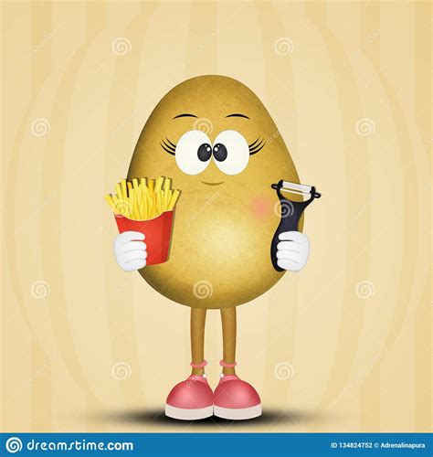 Potato with funny face stock illustration. Illustration of ingredient - 134824752