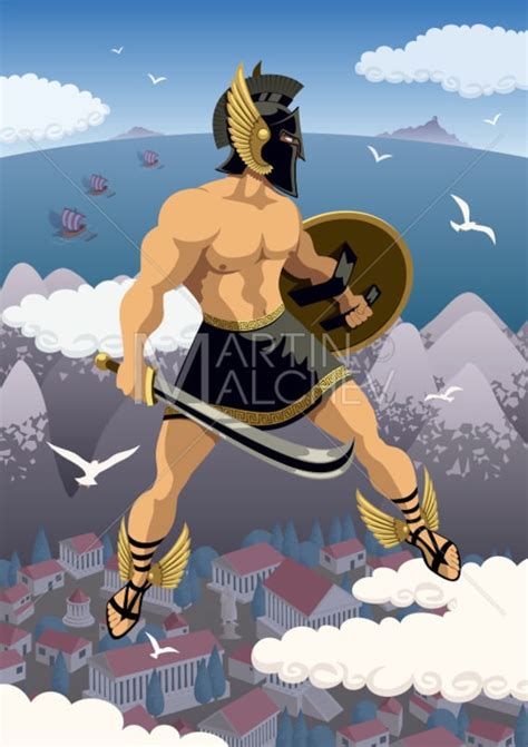 Perseus Vector Cartoon Illustration. hero warrior soldier | Etsy