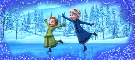 Young Anna and Elsa ice skating Wallpaper : Frozen