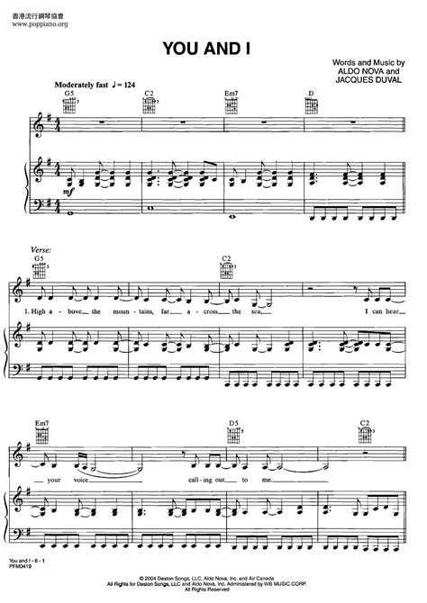 You And I | Sheet Music | Piano Score Free PDF Download | HK Pop Piano ...