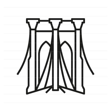 New York – USA: Brooklyn Bridge (outline) - Landicons