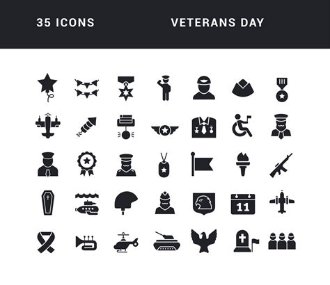 Set of simple icons of Veterans Day 10561821 Vector Art at Vecteezy