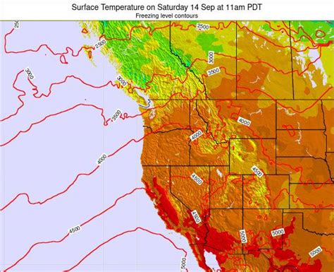 Oregon Surface Temperature on Wednesday 07 Jun at 5am PDT