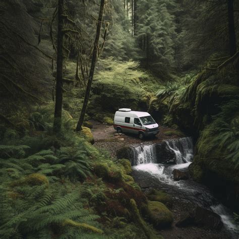 Premium AI Image | Camper van in a forest clearing