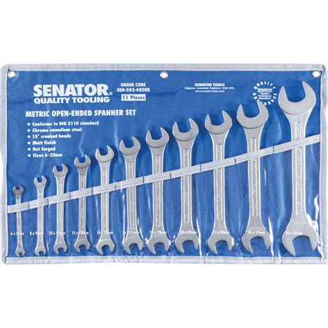 Senator Metric, Open Ended Spanner Set, 6 - 32mm, Set of 11, Chrome Vanadium Steel SEN-582-4850K ...