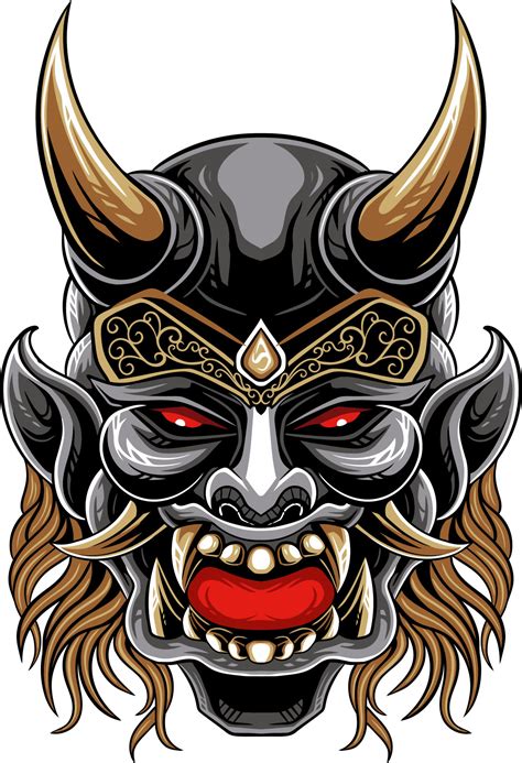 Japanese samurai shogun masks 20546868 Vector Art at Vecteezy