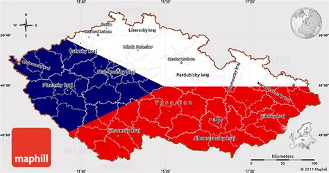 Flag Simple Map of Czech Republic