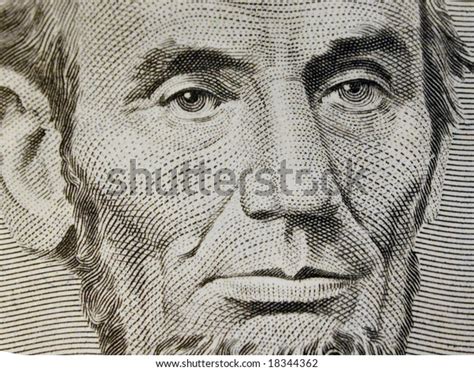 Close Abraham Lincoln Five Dollar Bill Stock Photo (Edit Now) 18344362