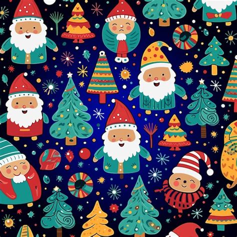 Premium Vector | Colourful funny christmas pattern