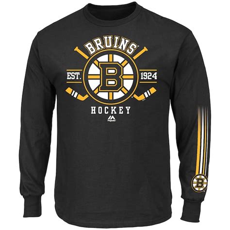 Majestic Boston Bruins Cross Check Long Sleeve T-Shirt - Black