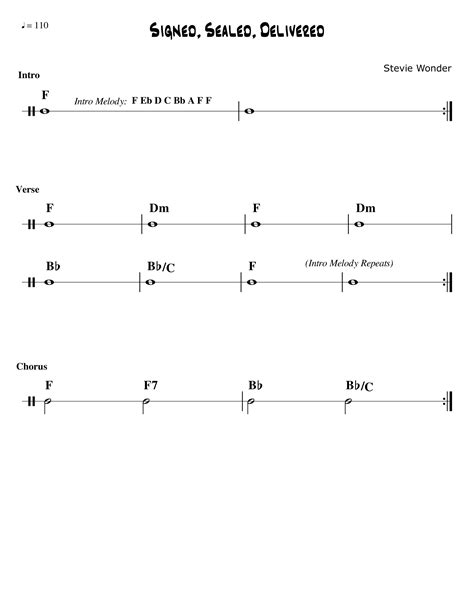 Signed, Sealed, Delivered (Chords and Rhythm Sheet) – Douglas R. Bell