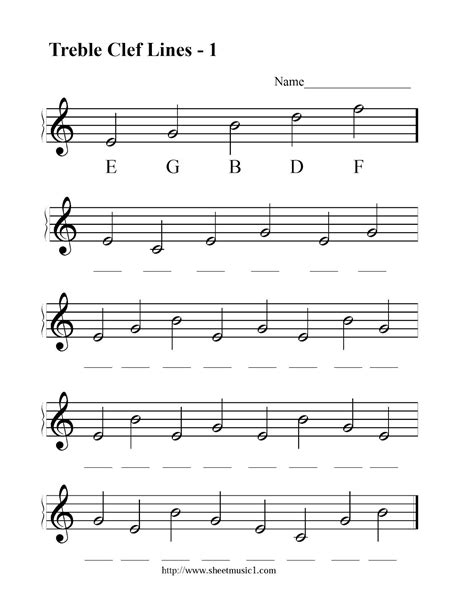 Treble Clef Note Worksheet