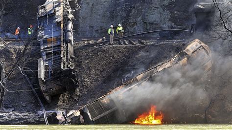 3 injured in fiery train derailment caused by rockslide : NPR