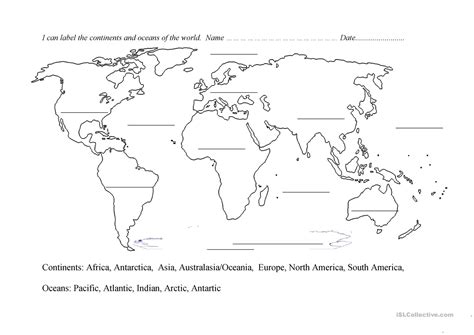 Continents Worksheet Printable - Printable Worksheets