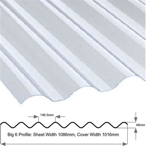 Big Six 6" Profile Superweight 1.3mm Clear Sheet | corrugatedplasticroofing.co.uk