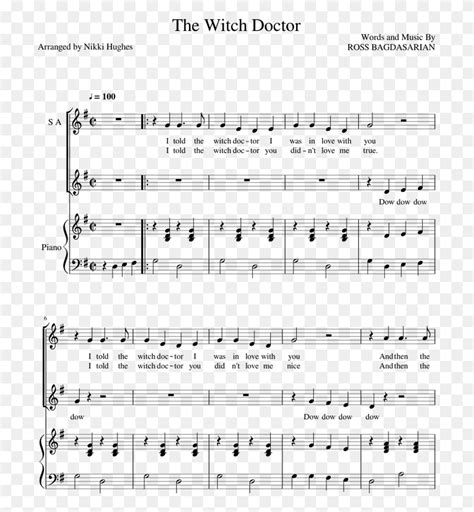 The Witch Doctor Sheet Music For Piano Voice Halloween Tenor Saxophone ...