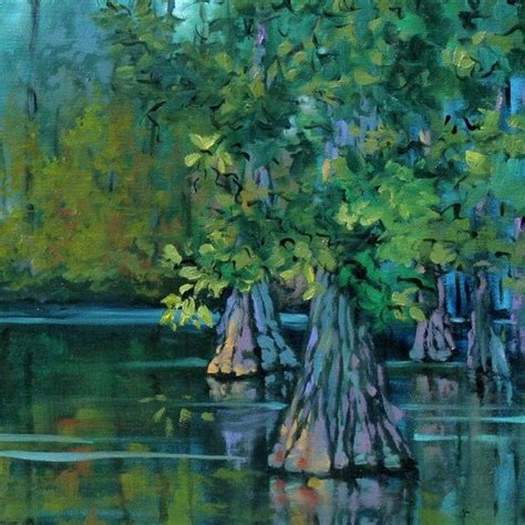 Louisiana Swamp Painting with Egret and Bald Cypress Trees | Etsy ...