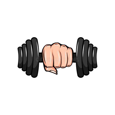 Dumbbell. Fitness Center Logo Label. Dumbbells in Fist, Hand. Sport ...