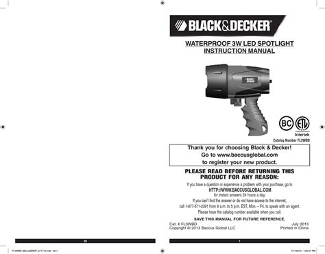 BLACK & DECKER FL3WBD INSTRUCTION MANUAL Pdf Download | ManualsLib