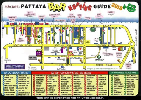 Pattaya nightlife bar hopping map - big size