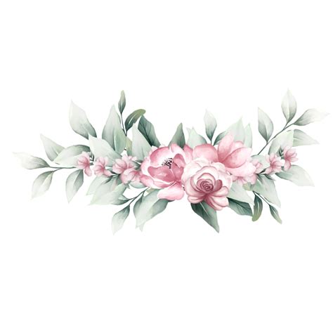 Bouquet of pink watercolor flowers 13855154 PNG