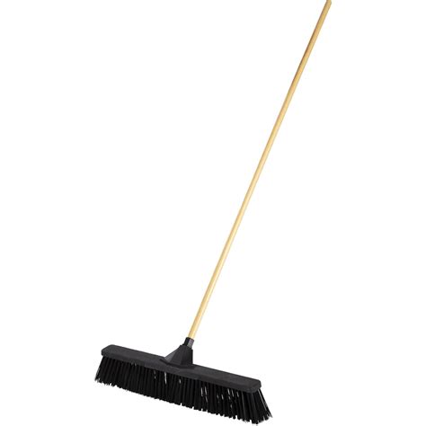 Industrial Outdoor Broom with Wood Handle Heavy Duty (27 cm Brush) - KaroutExpress