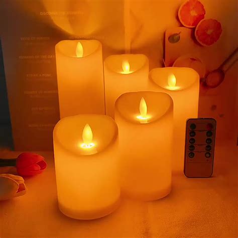 Flameless Flickering Battery Operated Candles Ivory Real Wax Pillar Led Candles With Remote And ...