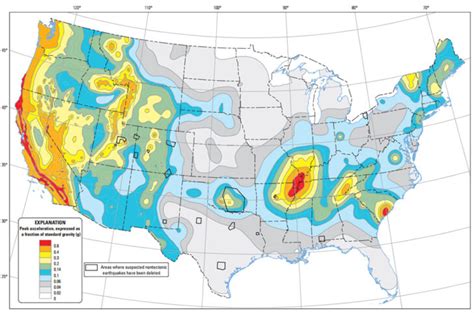 Map Of Earthquake Probabilities Across The United States American | Printable Map Of USA