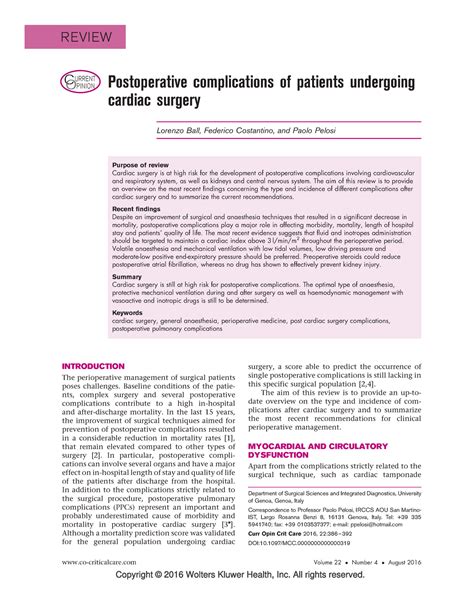 Postoperative complications of patients undergoing cardiac surgery - The aim of this review is ...