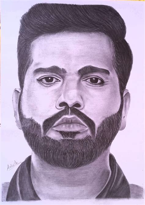 Rohit Sharma Pencil Drawing