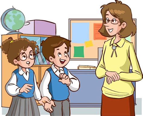 Premium Vector | Teacher and students talking cartoon vector