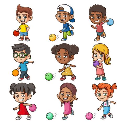 Cartoon Kids Bowling Clipart Stock Vector Illustrations - FriendlyStock