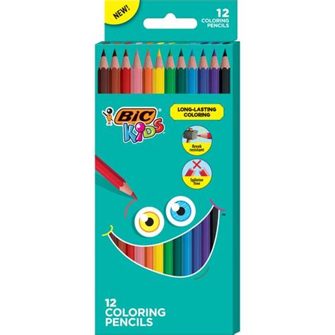 BIC Kids Coloring Pencils with Break-Resistant Lead, Assorted Colors -- Pack of 12 Colored ...