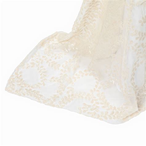 Sequin Vine Tablecloth Overlay 90"x156" Rectangle - Light Ivory/Off Wh– CV Linens