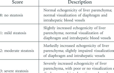 Steatosis grading assessed by abdominal ultrasound 24 | Download Table